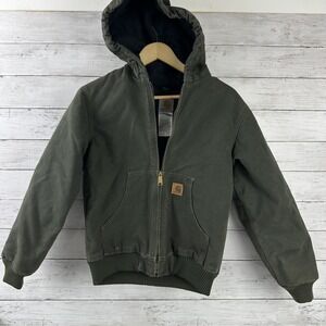 Carhartt Sandstone Jacket Quilt Lined Youth Large (10/12) YYJ130 MOS Moss Green‎